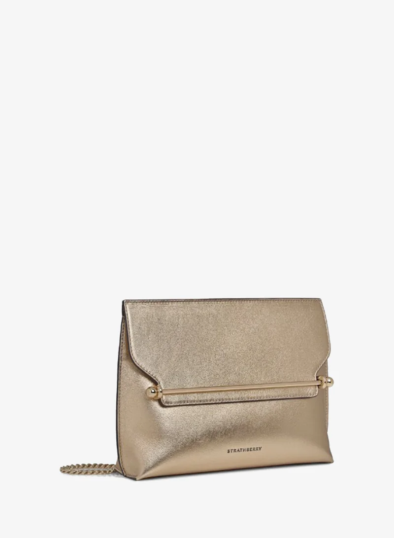 Strathberry  Stylist Bag Metallic Foil Gold Leather for Women | Best Price UAE